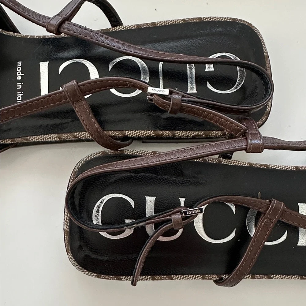 Gucci Beige Monogram Slingback Flats - Picture 4 of 13